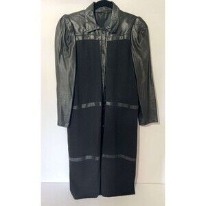 Vintage Jayna New York Wool & Leather  Detail Jacket SZ S-M Black Coat Pre-Owned